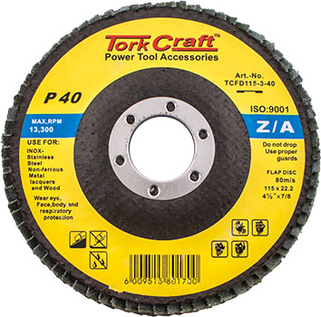 FLAP DISC ZIRCONIUM 115MM 40 GRIT FLAT FLAP DISC ZIRCONIUM 115MM 40 GRIT FLAT