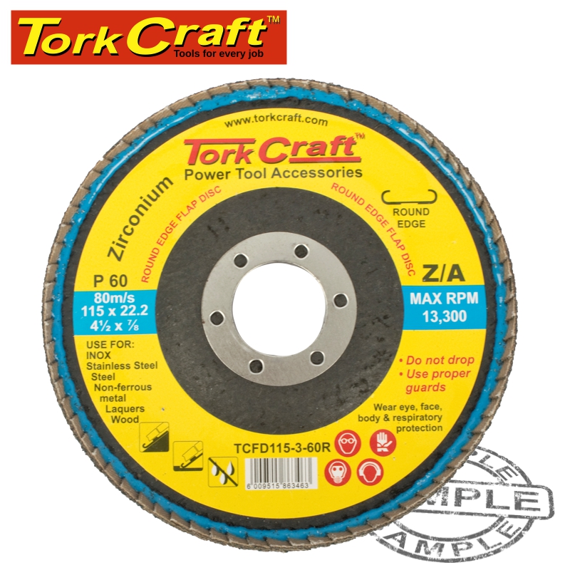 FLAP DISC ROUND EDGE ZIRCONIUM 115MM 60 GRIT FLAT FLAP DISC ROUND EDGE ZIRCONIUM 115MM 60 GRIT FLAT