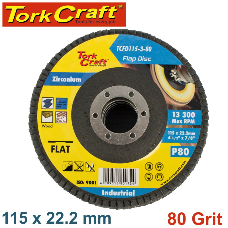 FLAP DISC ZIRCONIUM 115MM 80 GRIT FLAT FLAP DISC ZIRCONIUM 115MM 80 GRIT FLAT