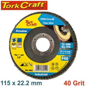 FLAP DISC ZIRCONIUM 115MM 40GRIT ANGLED