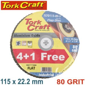 FLAP SANDING DISC 115MM 80GRIT 4+1 FREE