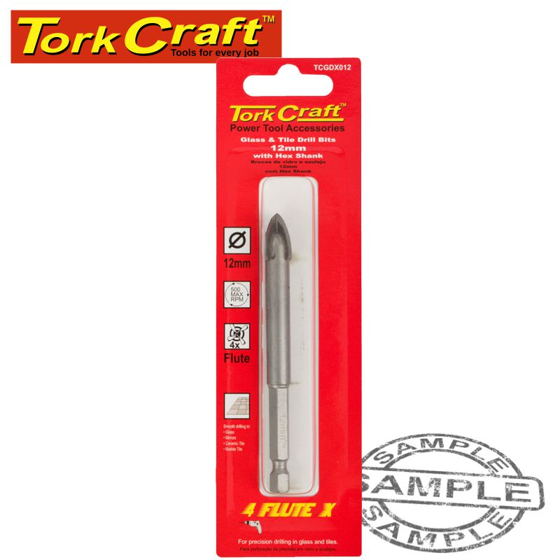 GLASS & TILE DRILL 12MM 4 FLUTE WITH HEX SHANK GLASS & TILE DRILL 12MM 4 FLUTE WITH HEX SHANK