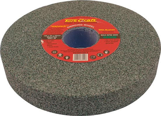GRINDING WHEEL 150X25X32MM BORE COARSE 36GR W/BUSHES FOR B/G GREEN GRINDING WHEEL 150X25X32MM BORE COARSE 36GR W/BUSHES FOR B/G GREEN