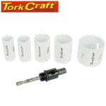 HOLE SAW SET 6PCE BI-METAL (22/25/32/35/51MM & 3/8 HEX MANDREL)