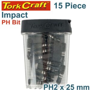 IMPACT PHIL.2 X 25MM INSERT BIT 15PC TIC TAC CASE