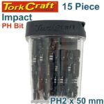 IMPACT PHIL.2 X 50MM POWER BIT 15PC TIC TAC CASE