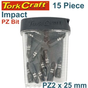IMPACT POZI.2 X 25MM INSERT BIT 15PC TIC TAC CASE