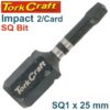 IMPACT SQUARE RECESS INS. BIT NO.1X25MM 2/CARD