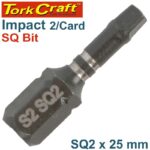 IMPACT SQUARE RECESS INS. BIT NO.2 X25MM 2/CARD