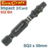 IMPACT SQUARE RECESS PWR BIT NO.3X50MM 2/CARD
