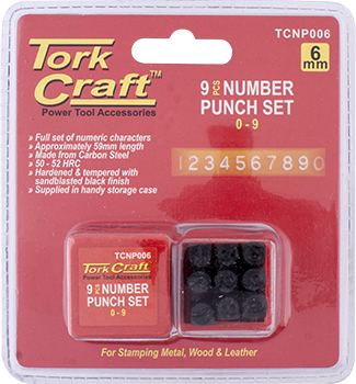 NUMBER PUNCH SET 6MM (0-9MM) BLACK FINISH NUMBER PUNCH SET 6MM (0-9MM) BLACK FINISH