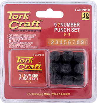 NUMBER PUNCH SET 10MM (0-9MM) BLACK FINISH NUMBER PUNCH SET 10MM (0-9MM) BLACK FINISH