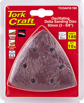 OSCILATING SANDPAPER A/O 93MM 10PC DELTA SHAPE 180GRIT OSCILATING SANDPAPER A/O 93MM 10PC DELTA SHAPE 180GRIT
