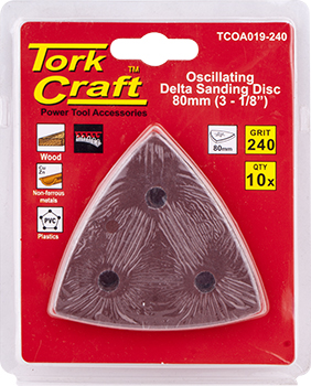 OSCILATING SANDPAPER A/O 80MM 10PC DELTA SHAPE 240GRIT OSCILATING SANDPAPER A/O 80MM 10PC DELTA SHAPE 240GRIT