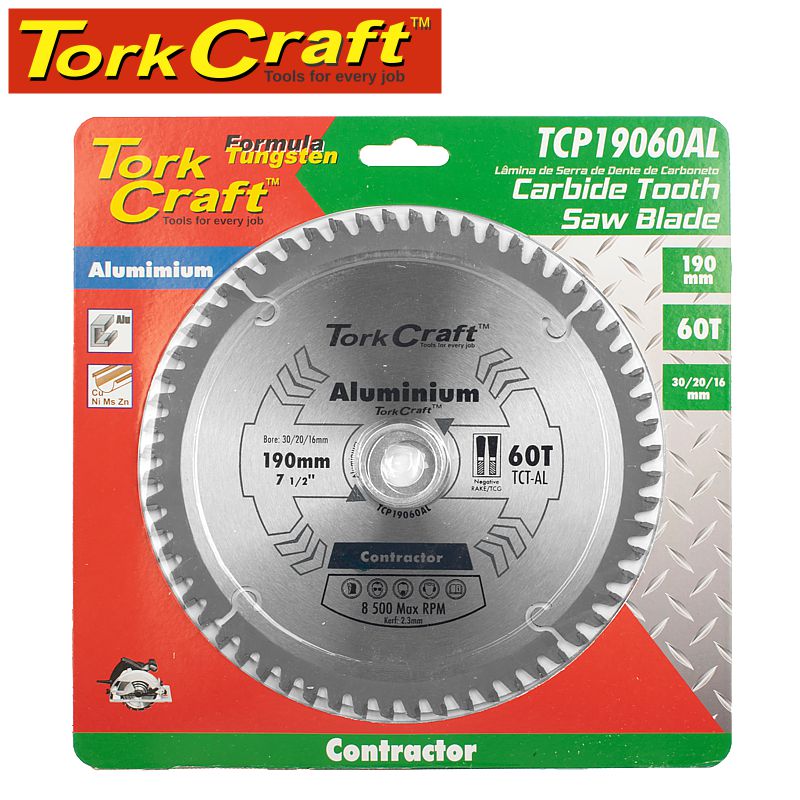 BLADE CONTRACTOR ALUM 190 X 60T 30/20/16 CIRCULAR SAW TCT BLADE CONTRACTOR ALUM 190 X 60T 30/20/16 CIRCULAR SAW TCT