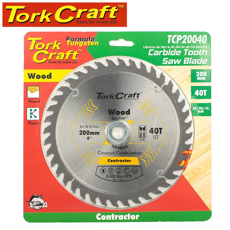 BLADE CONTRACTOR 200 X 40T 30/1/20/16 CIRCULAR SAW TCT BLADE CONTRACTOR 200 X 40T 30/1/20/16 CIRCULAR SAW TCT