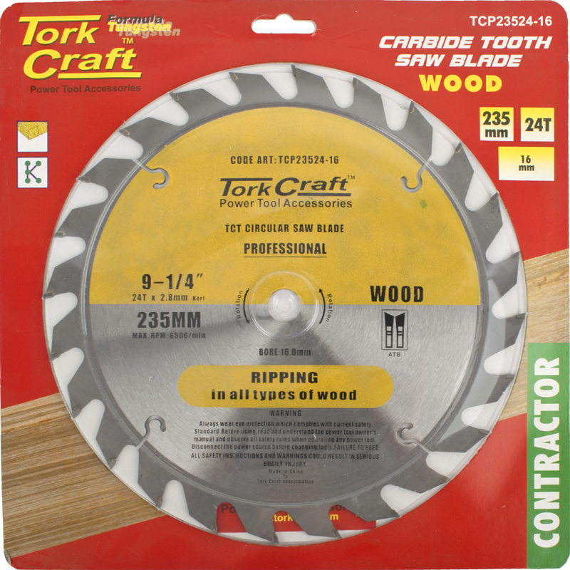 BLADE CONTRACTOR 235 X 24T 16mm CIRCULAR SAW TCT BLADE CONTRACTOR 235 X 24T 16mm CIRCULAR SAW TCT