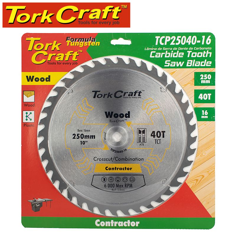 BLADE CONTRACTOR 250 X 40T 16MM CIRCULAR SAW TCT BLADE CONTRACTOR 250 X 40T 16MM CIRCULAR SAW TCT