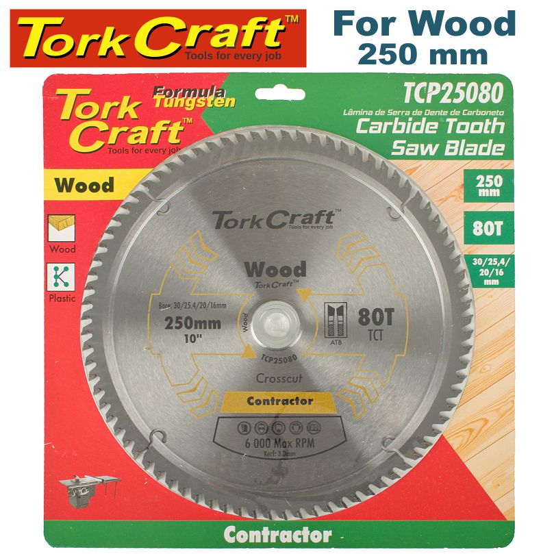 BLADE CONTRACTOR 250 X 80T ATB 30/16 CIRCULAR SAW TCT BLADE CONTRACTOR 250 X 80T ATB 30/16 CIRCULAR SAW TCT