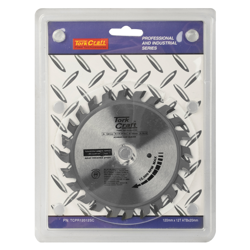 BLADE TCT SCORING 120X12T 20MM 2.8-3.6 MM PROFESSIONAL INDUSTRIAL BLADE TCT SCORING 120X12T 20MM 2.8-3.6 MM PROFESSIONAL INDUSTRIAL