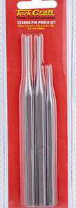 TORK CRAFT LONG PIN PUNCH SET 3PC