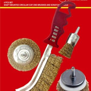 WIRE BRUSH SET 4PCE WITH HAND BRUSH