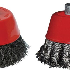 WIRE CUP BRUSH 75MM x M14 CRIMPED & KNOTTED SET 2PCE FOR115 ANGLE GRI