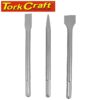 SDS MAX CHISEL 3PC SET 18X300MM POINTED 18X300X25MM FLAT 18X300X40MM