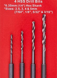 HEX SHANK DRILL BIT 4 PCE SET 2.5MM 3MM 4MM 5MM