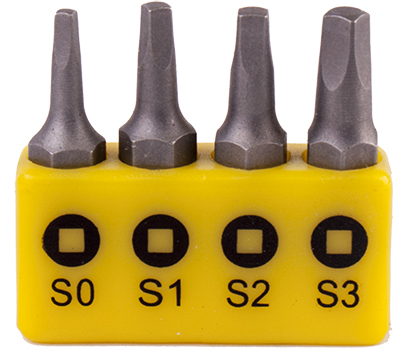 SCREWDRIVER BIT SET SQUARE RECESS 4PCE 25MM SQ0.1.2.3 SCREWDRIVER BIT SET SQUARE RECESS 4PCE 25MM SQ0.1.2.3